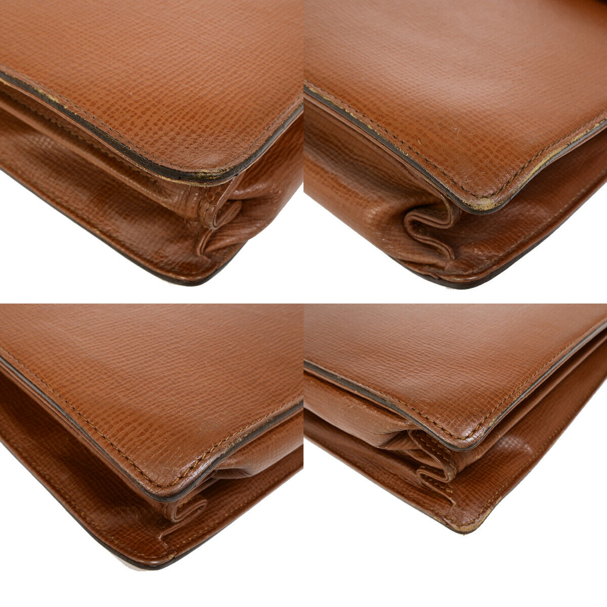 Burberrys Logo Business Briefcase Hand Bag Leather Brown 04YF619