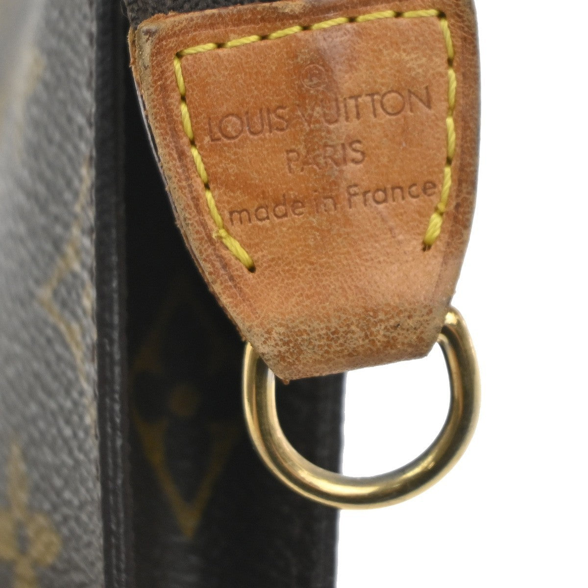 LOUIS VUITTON Logo BUCKET PM Pouch Bag Monogram Leather Brown France 05MA344