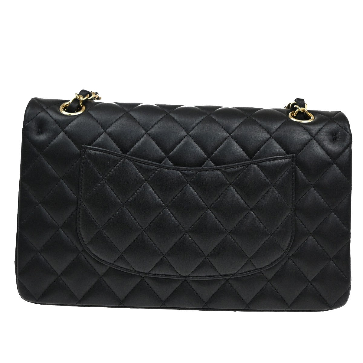 CHANEL CC Matelasse 25 Double Flap Chain Shoulder Bag Leather Black GHW 535LC540