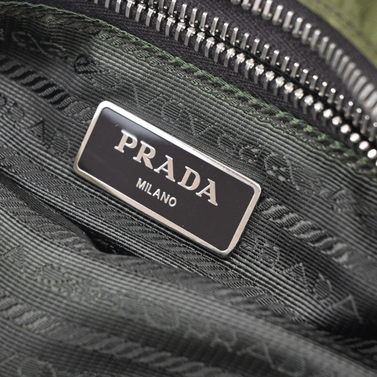 PRADA MILANO Tessuto Messenger Shoulder Bag Nylon Leather Italy Khaki 61EG402