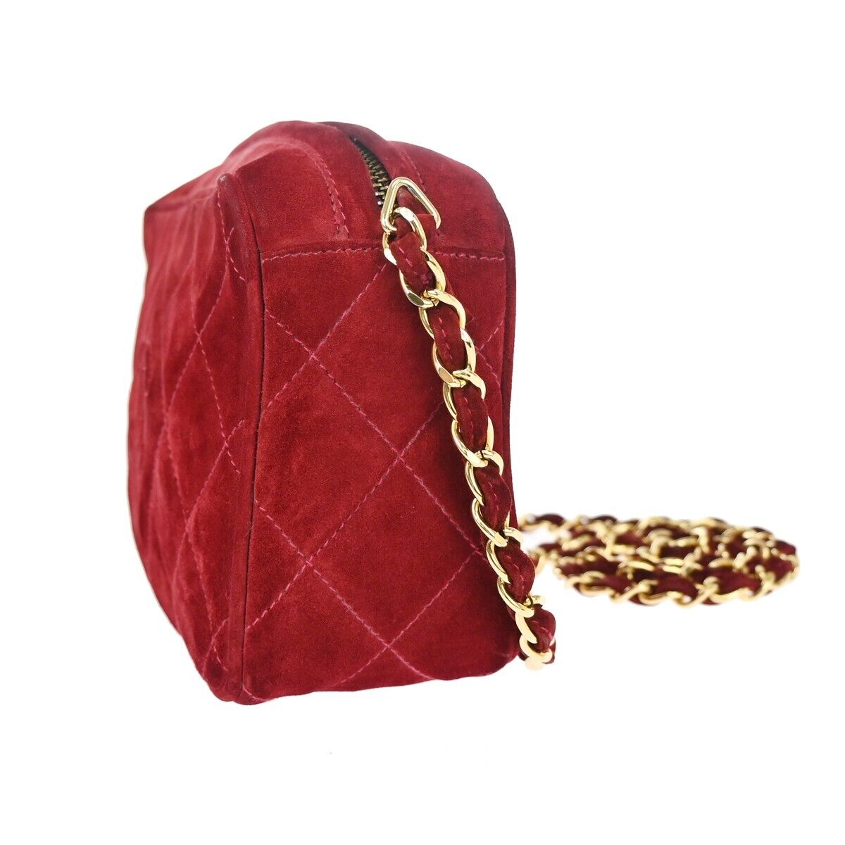 CHANEL CC Matelasse Tassel Mini Chain Shoulder Bag Suede Leather BX GHW 638FA087