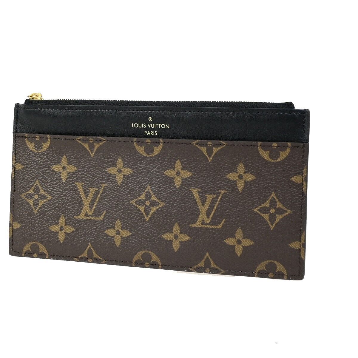 LOUIS VUITTON Slim Purs Long Wallet Monogram Macassar Brown Black M80348 32FB272