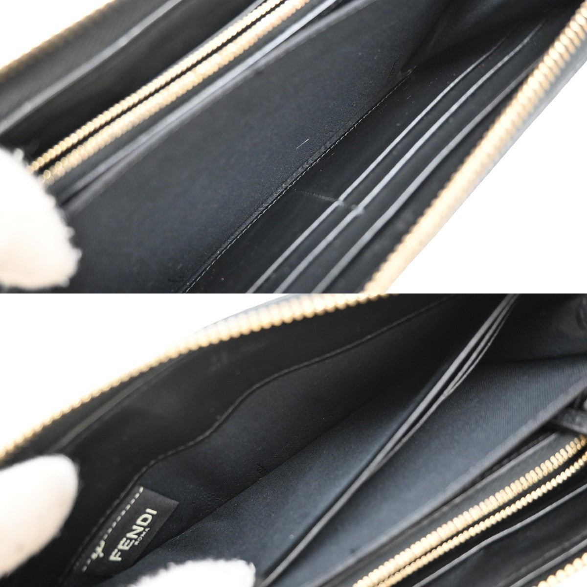 FENDI By The Way Logo Long Zip Around Wallet Leather Black GHW Italy 67KP310