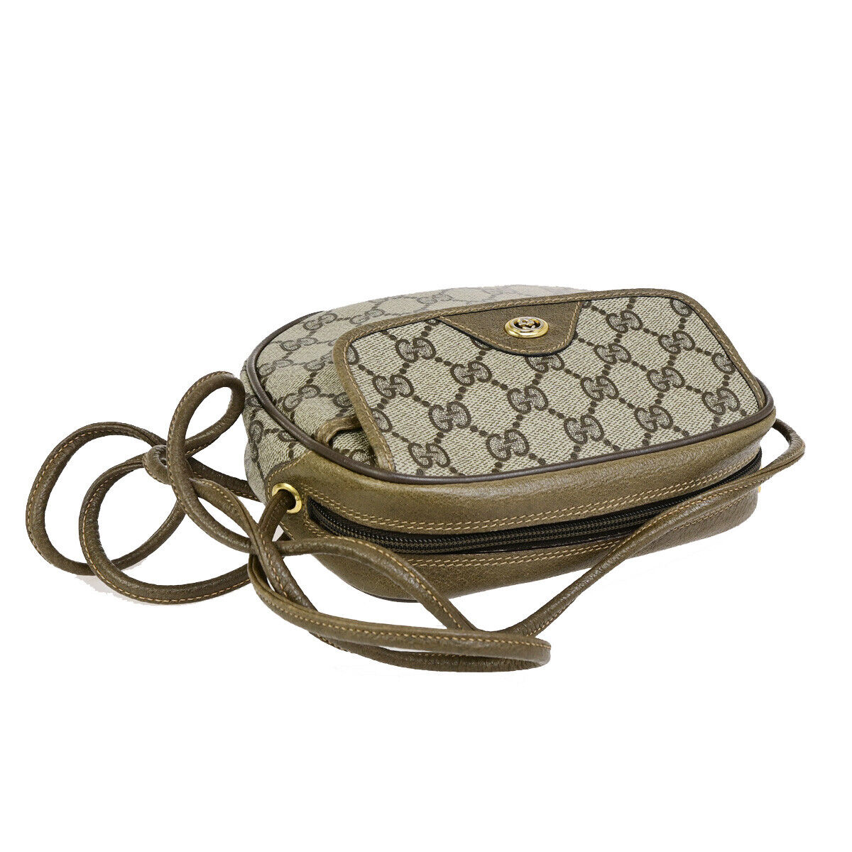 GUCCI Logo GG Pattern Mini Shoulder Bag PVC Leather Brown Italy 63YG493