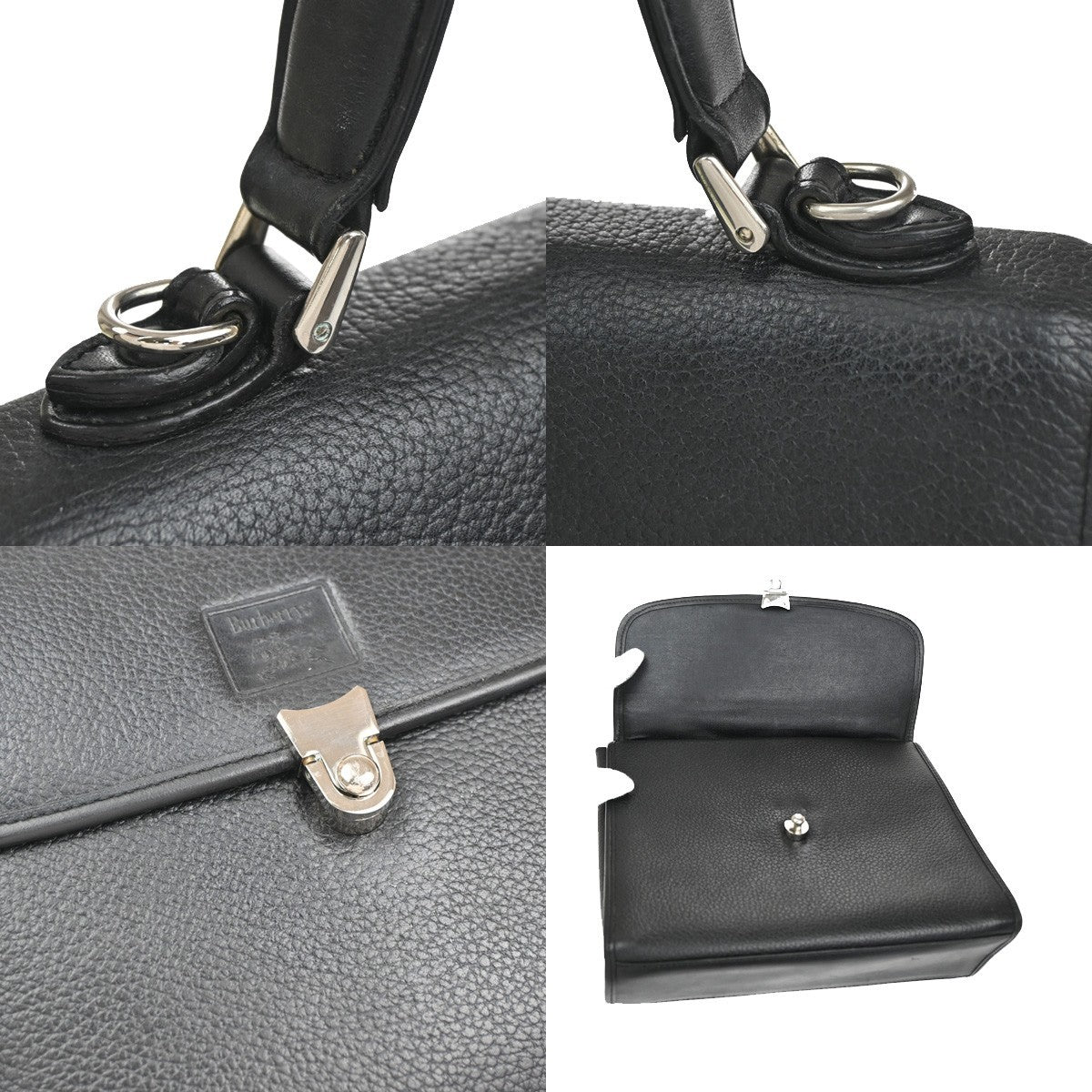 BURBERRYS Logo Nova Check Shoulder Hand Bag Leather Black SHW 67CA860