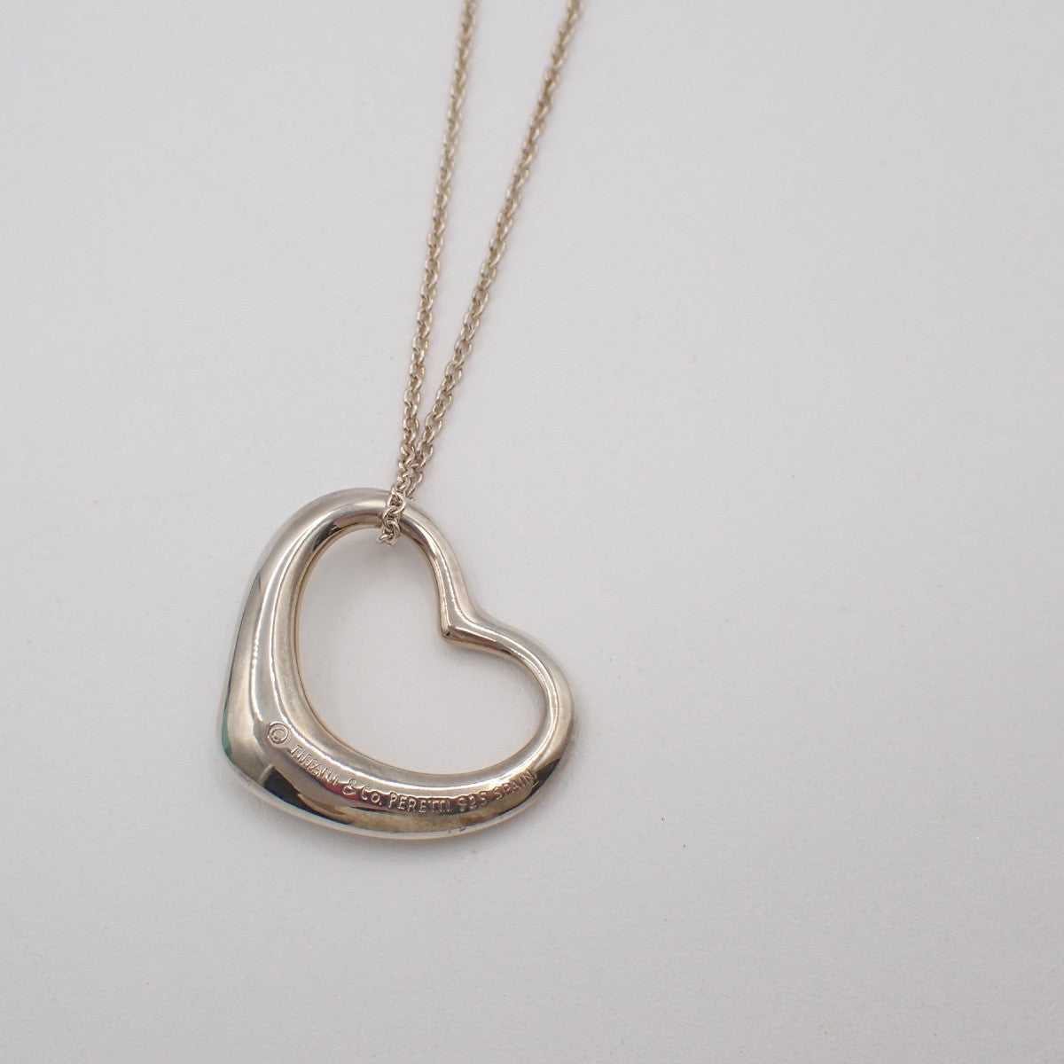 TIFFANY & CO. Open Heart 22mm Chain Necklace Ag 925 Elsa Peretti Silver 66EG157