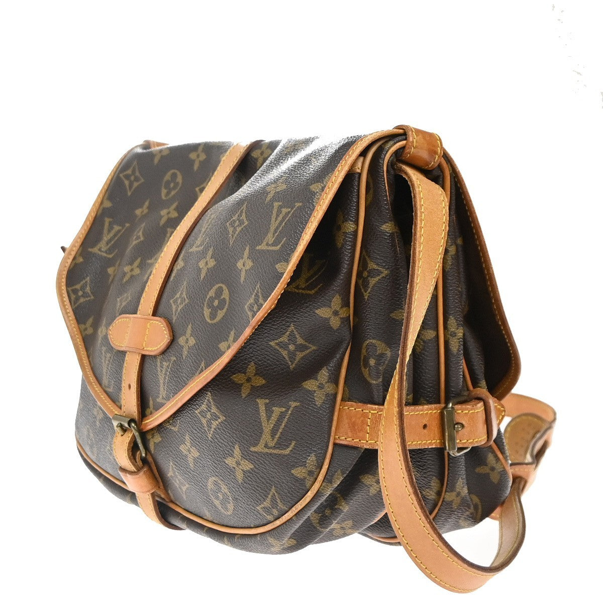 LOUIS VUITTON Logo Saumur 30 Shoulder Bag Monogram Leather Brown M42256 18KC786