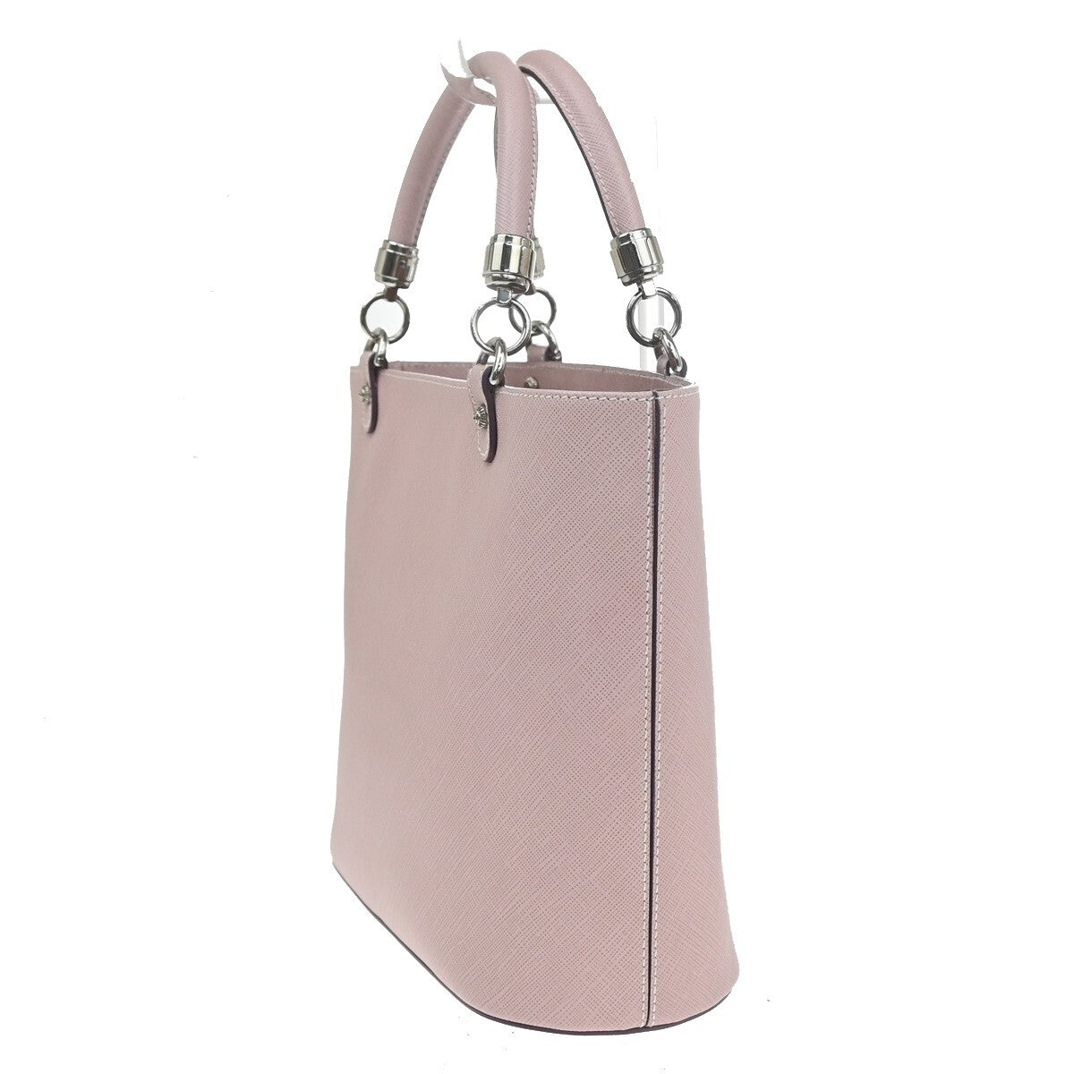 SALVATORE FERRAGAMO Gancini Hand Bag Leather Pink Silver Made in Italy 31EF006