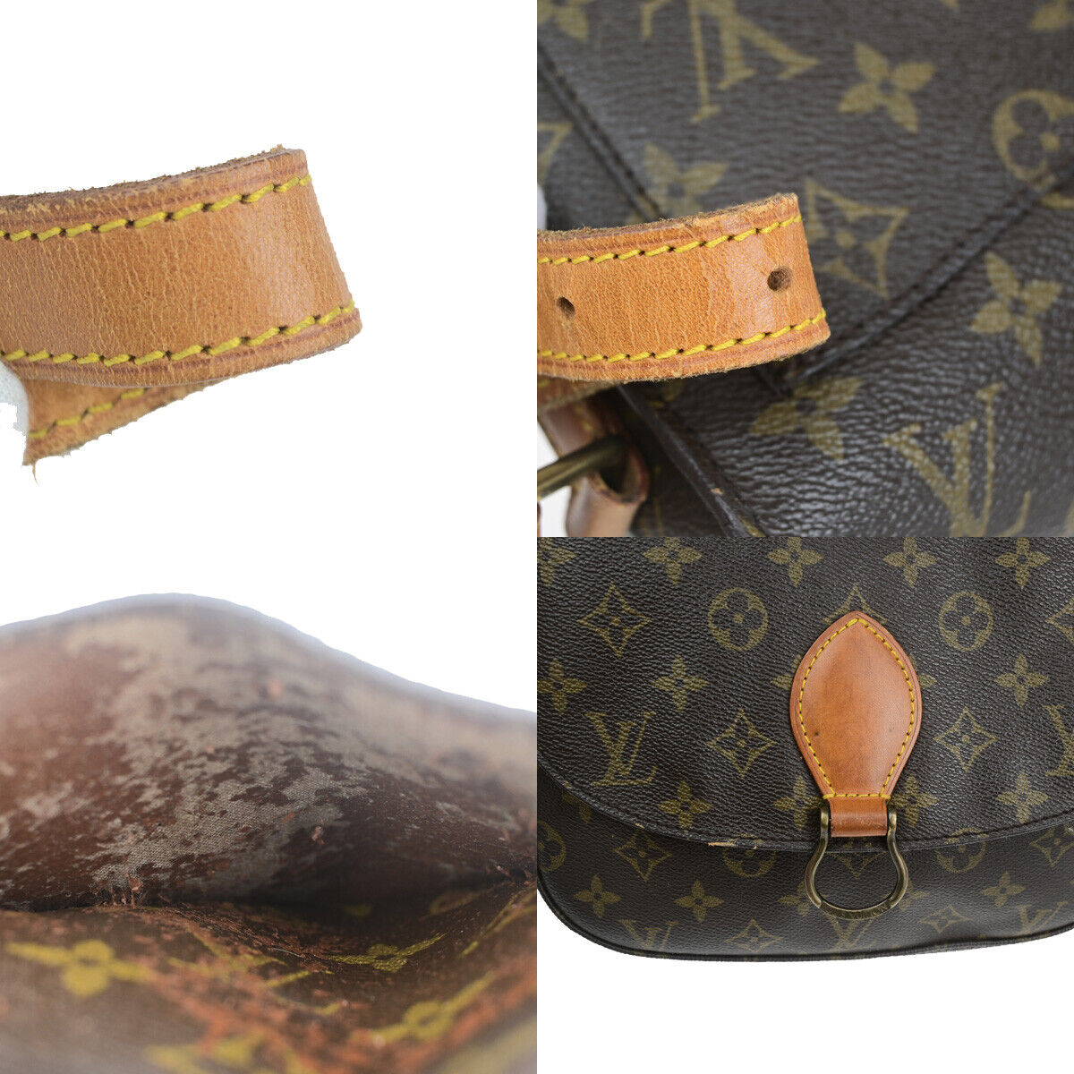 LOUIS VUITTON Saint Cloud GM Shoulder Bag Monogram Leather Brown M51242 65YF359
