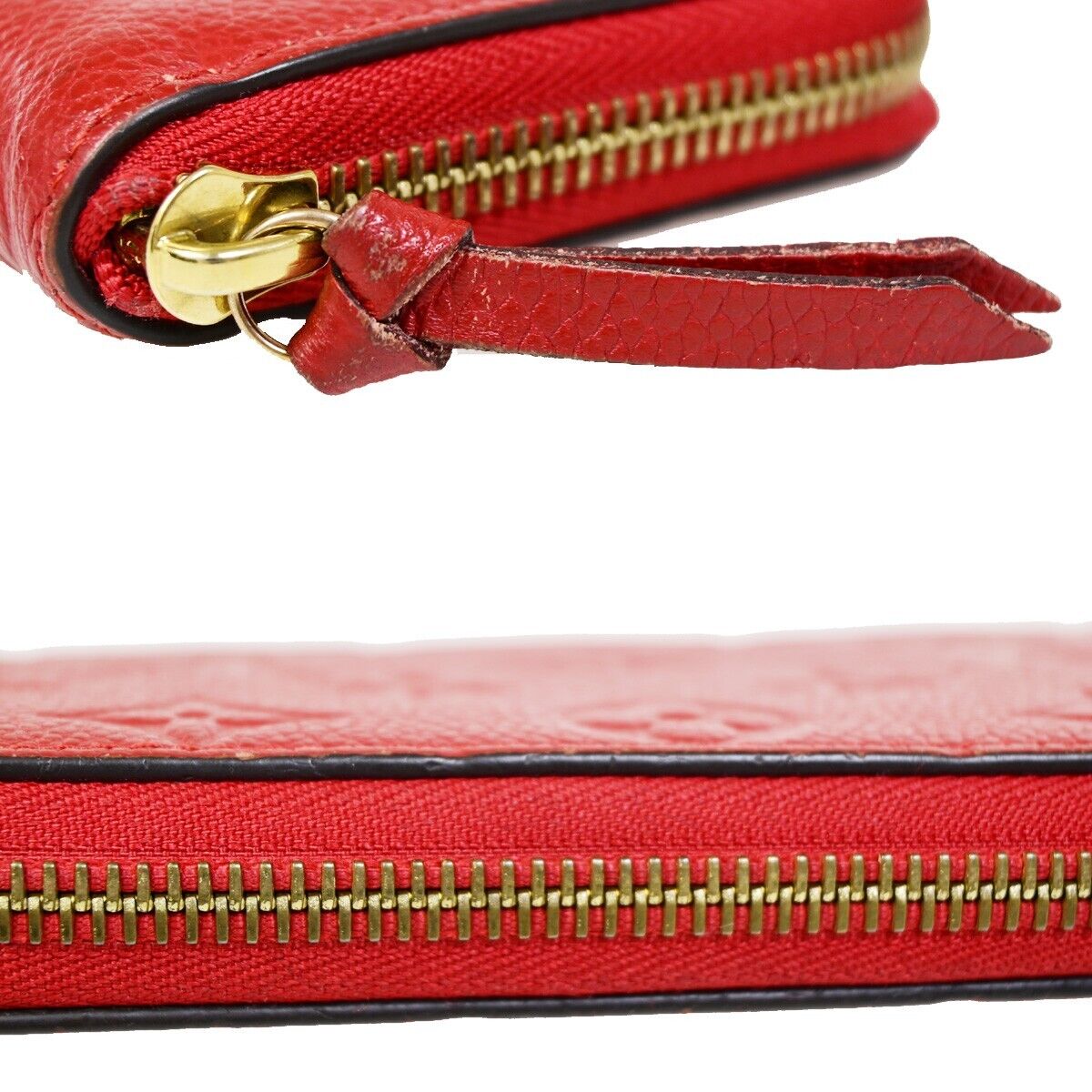 LOUIS VUITTON Clemence Long Bifold Wallet Monogram Empreinte Red M60169 31HB931