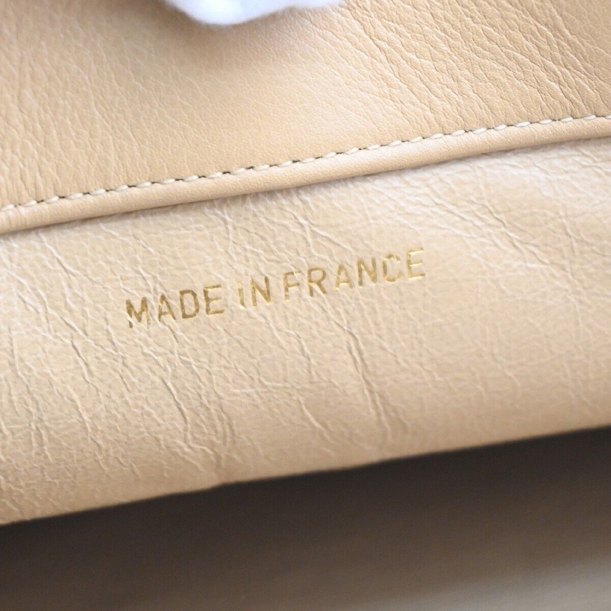 CHANEL CC Logo Chain Shoulder Tote Bag Leather Beige Gold-Plated France 629RJ479