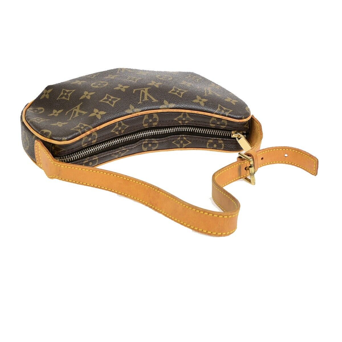LOUIS VUITTON Pochette Croissant Hand Bag Monogram Leather Brown M51510 29EE048