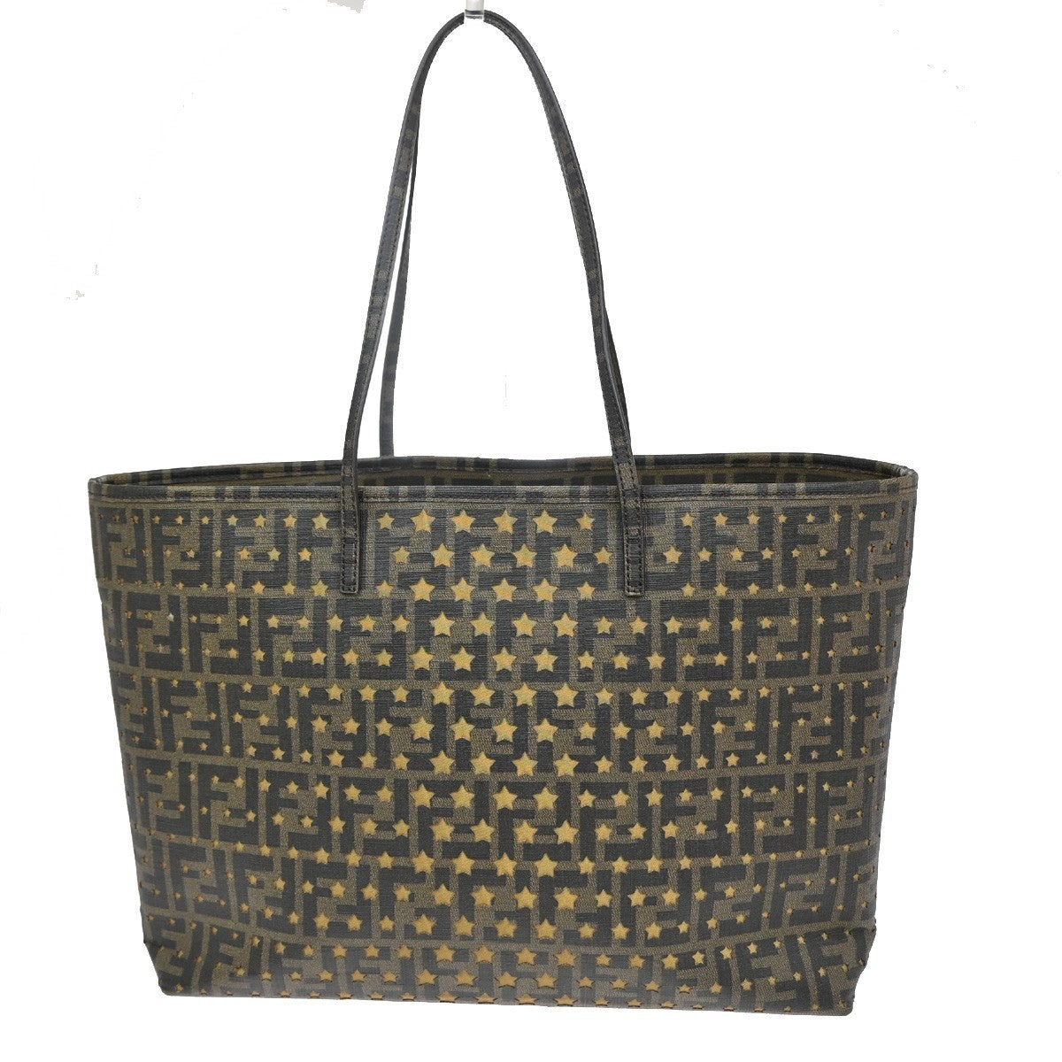 FENDI Logo Zucca x Star Pattern Tote Shoulder Bag Canvas PVC Leather BN 27RL554