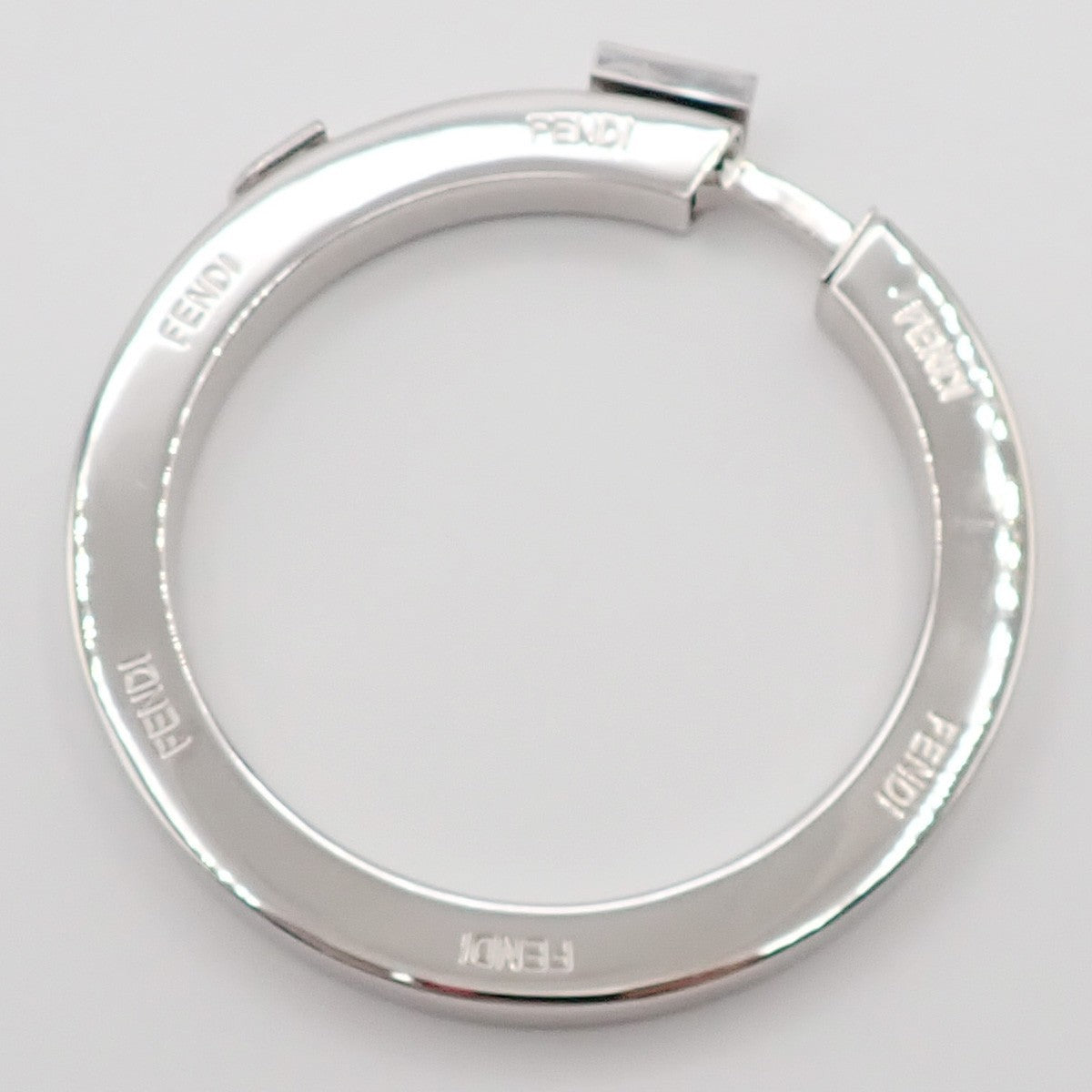 FENDI Zucca Logo Bag Charm Key Ring Silver Plated 02KP242