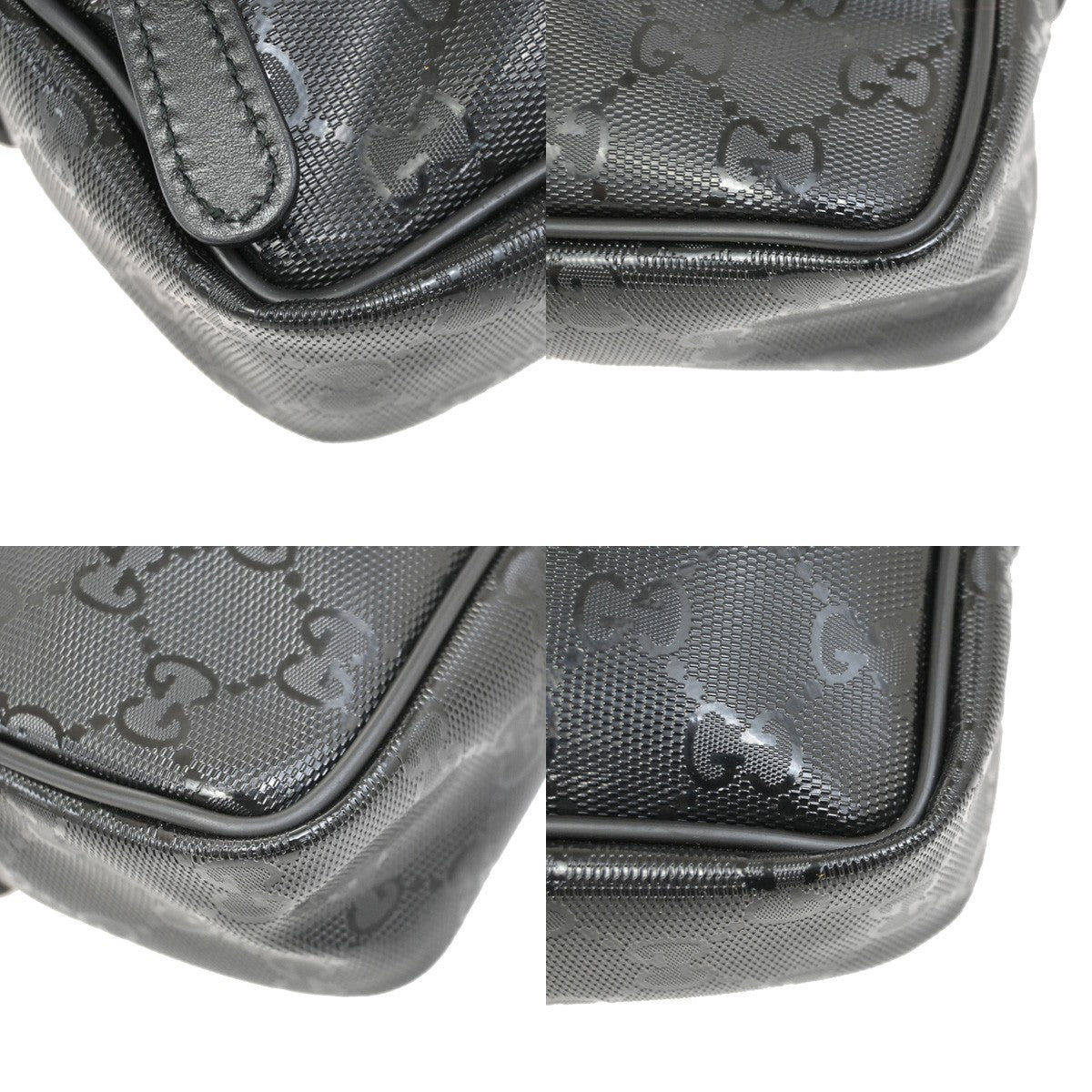 GUCCI Imprime GG Pattern Crossbody Mini Shoulder Bag PVC Leather Black 82KB276