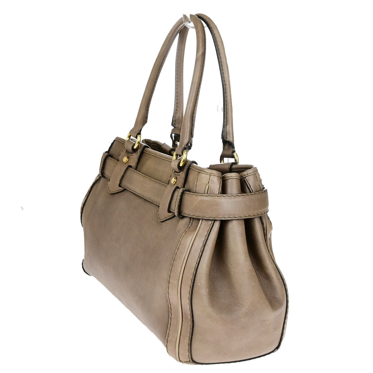 GUCCI Logo GG Running Tote Shoulder Bag Leather Brown Italy 39SJ471