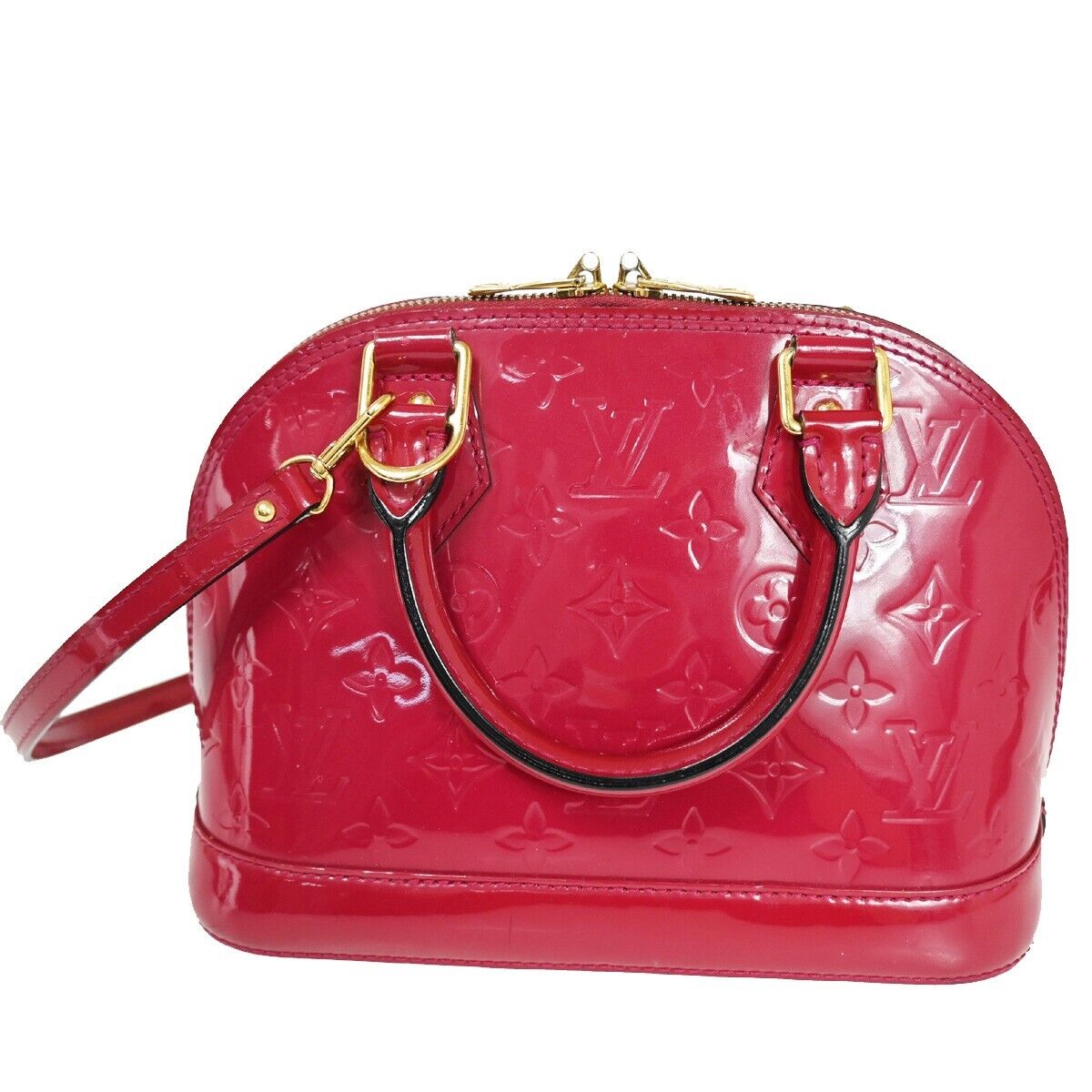LOUIS VUITTON Alma BB Hand Bag Monogram Vernis Rouge Grenadine M91698 24YE215