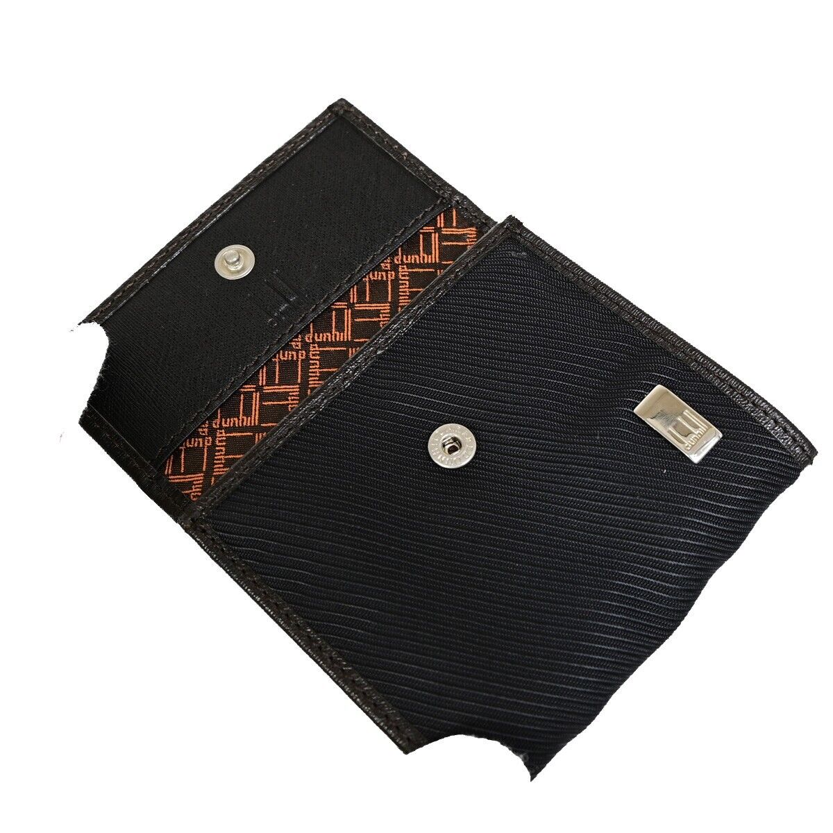 DUNHILL Logo 2 Set Long Wallet Coin Case Leather Canvas Black Brown 08EB231