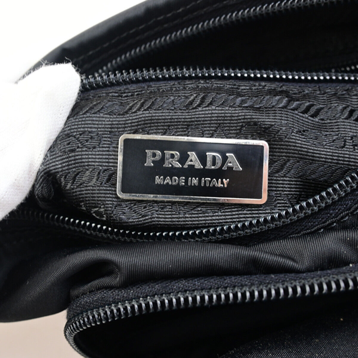 PRADA Logo Tessuto Shoulder Bag Nylon Leather Black SHW Italy 35YG487