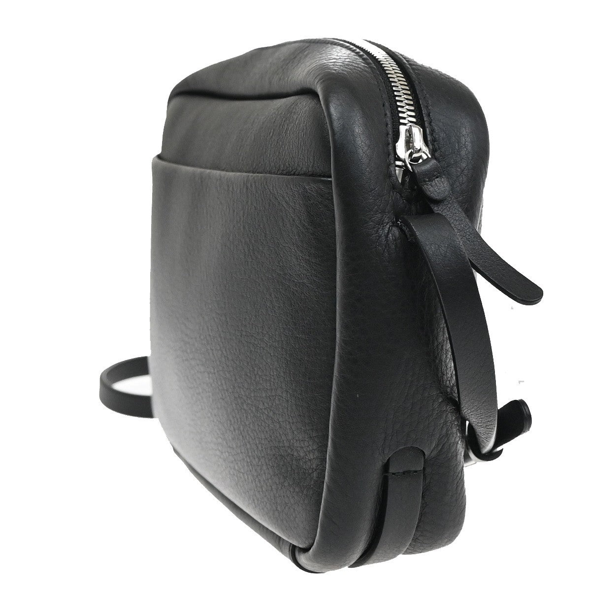 BALENCIAGA Logo Mini Shoulder Bag Hand Bag Leather Black Italy 77RF487