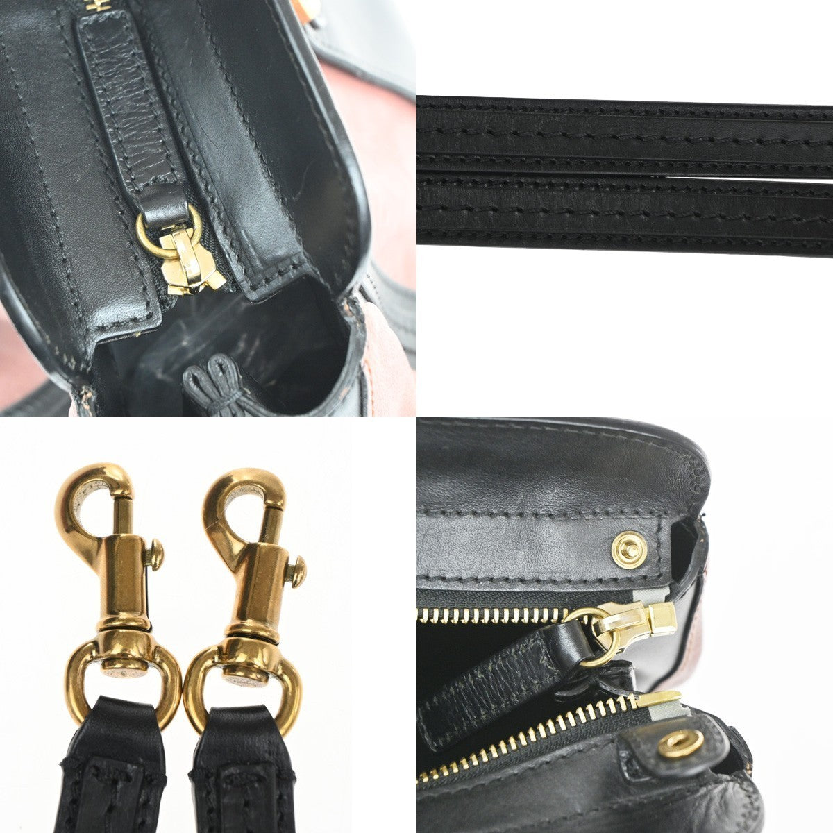 CHLOE Alice 2Way Shoulder Hand bag Leather Black Pink GHW Italy 35TA464