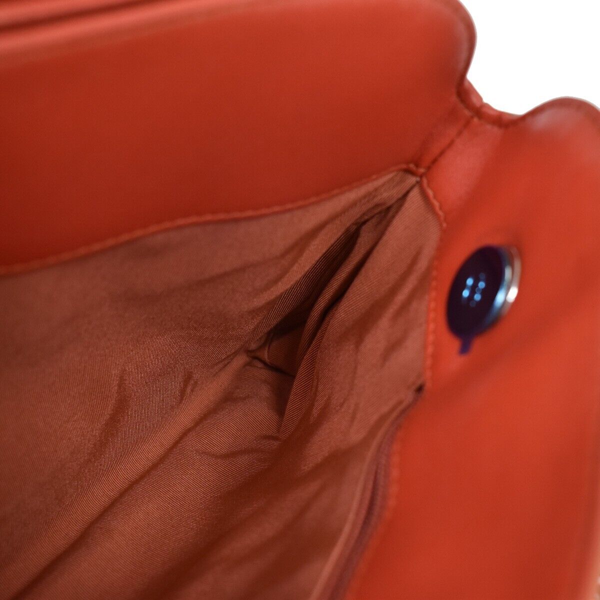 CHANEL CC Matelasse Chain Shoulder Bag Patent Leather Orange SHW 660RJ198