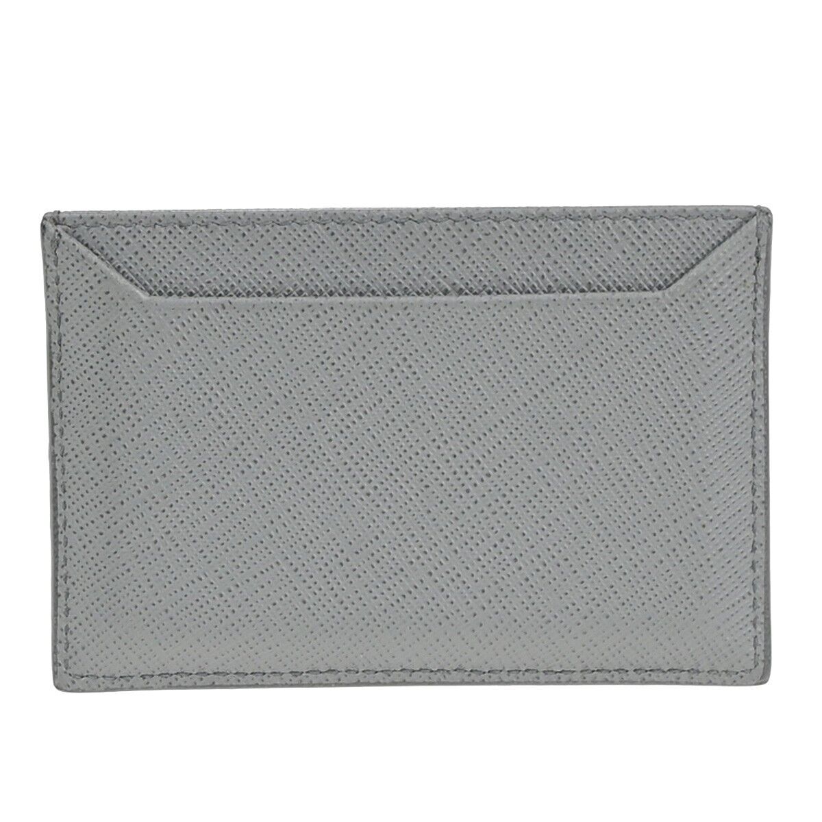 PRADA Logo Saffiano Card Case Leather Gray SHW Italy 60SJ353