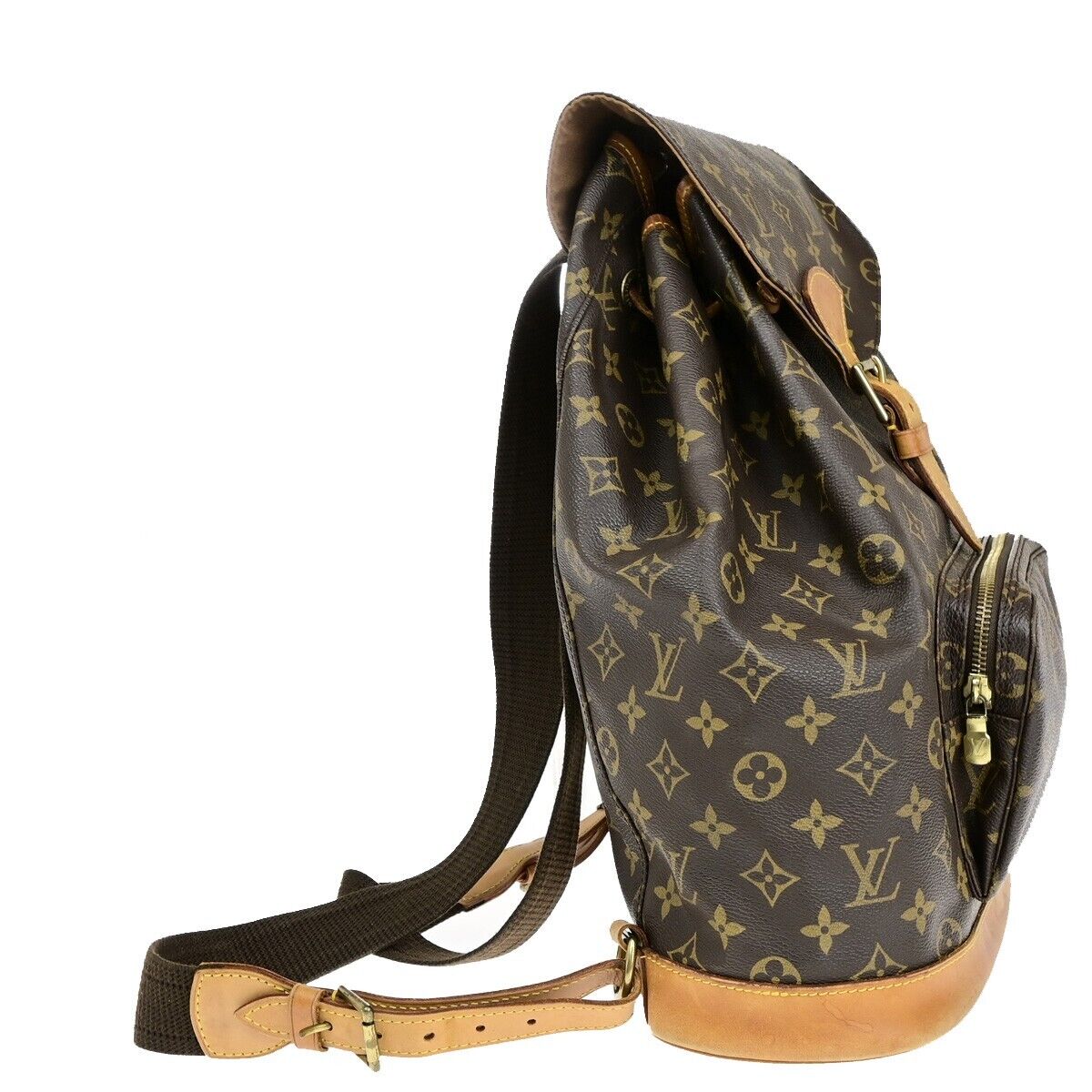LOUIS VUITTON Montsouris GM Backpack Bag Monogram Leather Brown M51135 10EB746