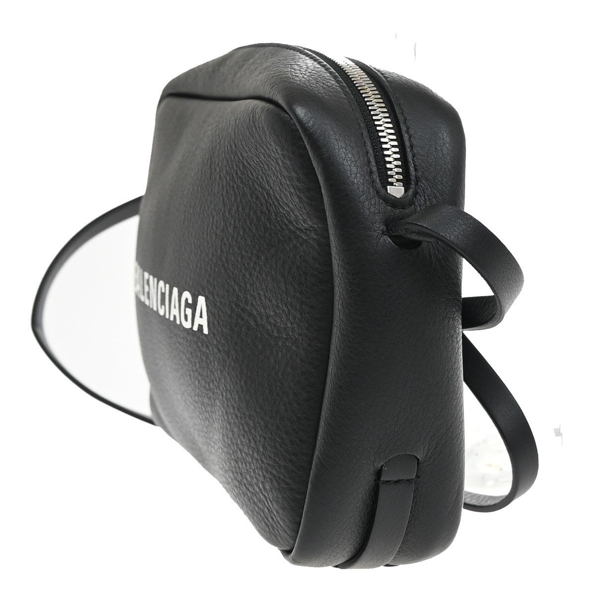 BALENCIAGA Logo Mini Shoulder Bag Hand Bag Leather Black Italy 77RF487