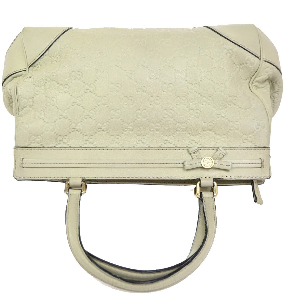 GUCCI GG Guccissima Mayfair Bow Shoulder Hand Bag Leather Italy White 62CA786