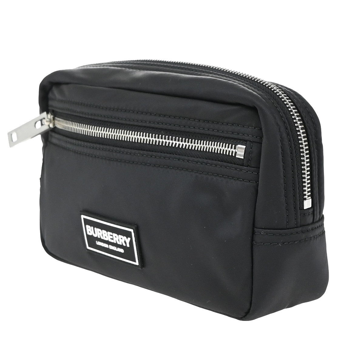BURBERRY Logo Clutch Pouch Bag Nylon Black SHW 65RF576