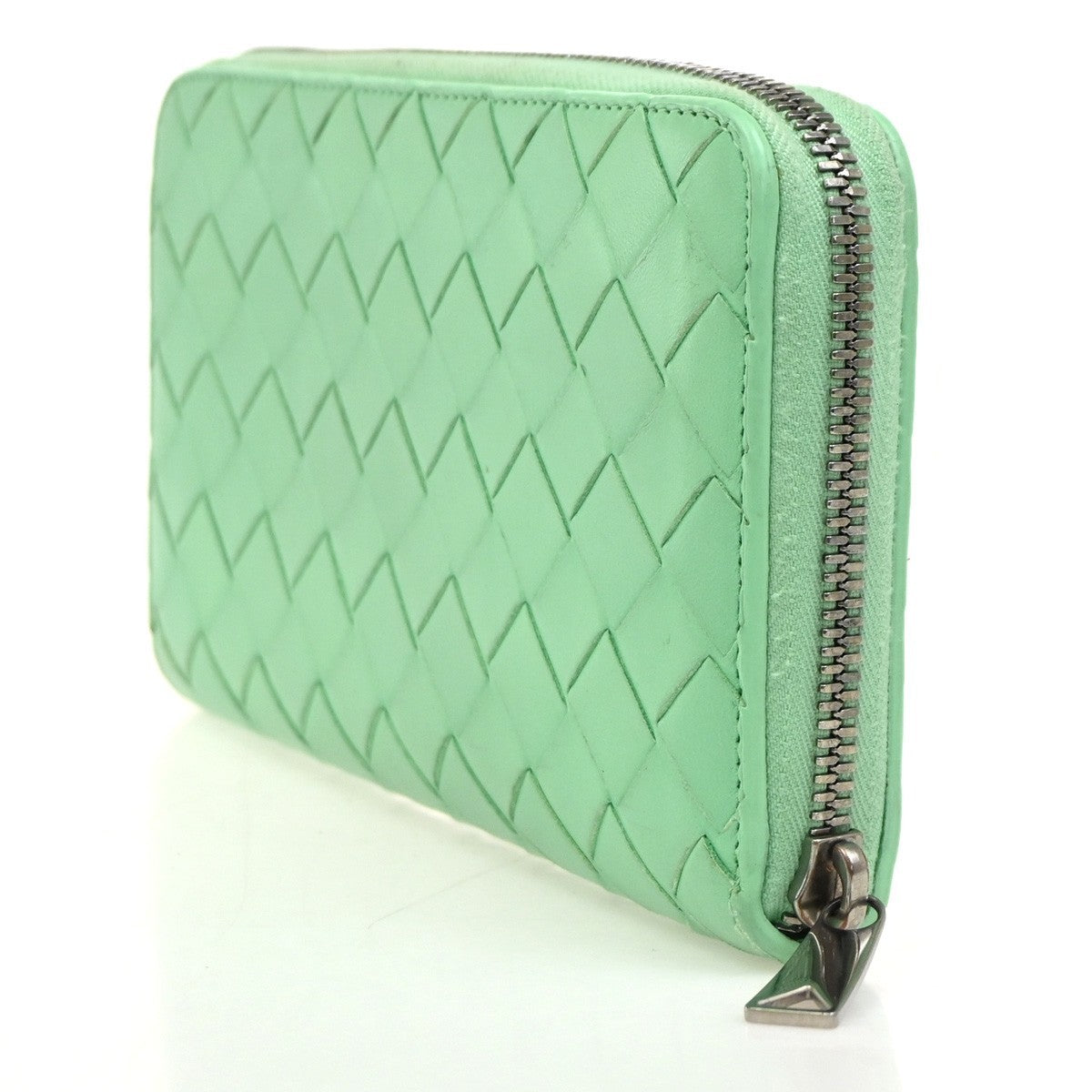 BOTTEGA VENETA Logo Intrecciato Zippy Long Wallet Leather Green SHW 66DA285