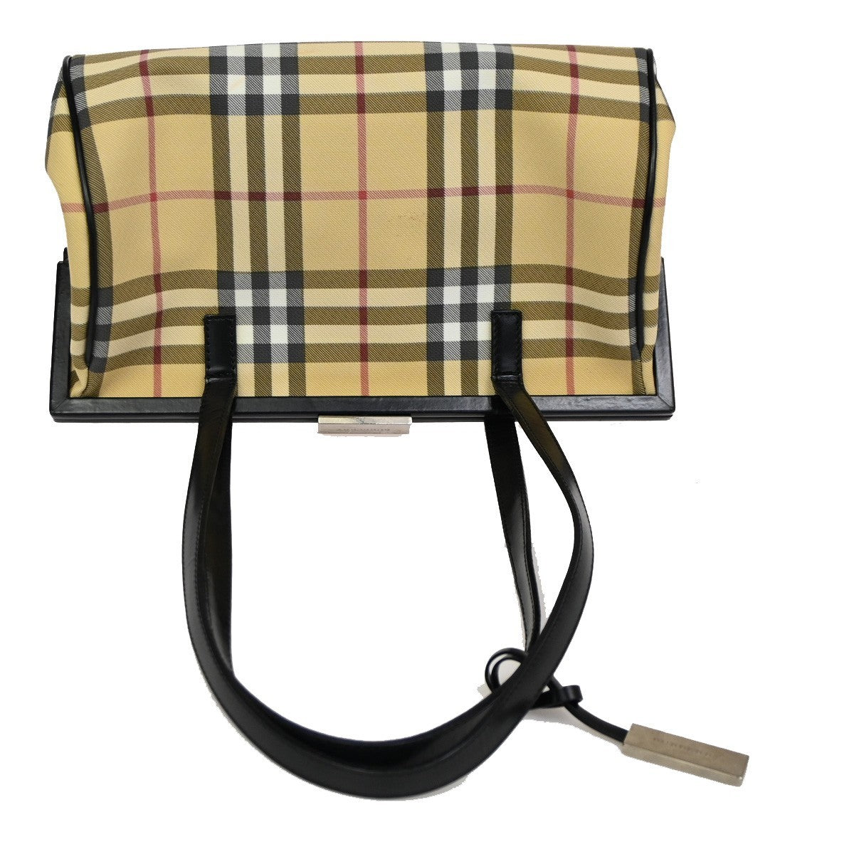 BURBERRY Logo Nova Check Shoulder Bag PVC Leather Beige Black 38DA064