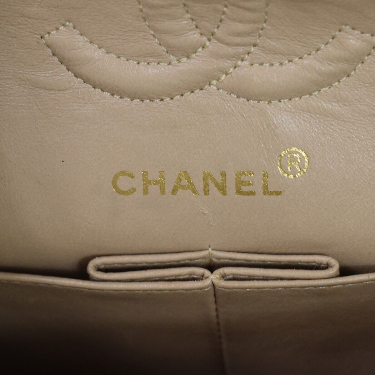 CHANEL CC Matelasse 23 Double Flap Chain Shoulder Bag Leather Beige GD 805RC566