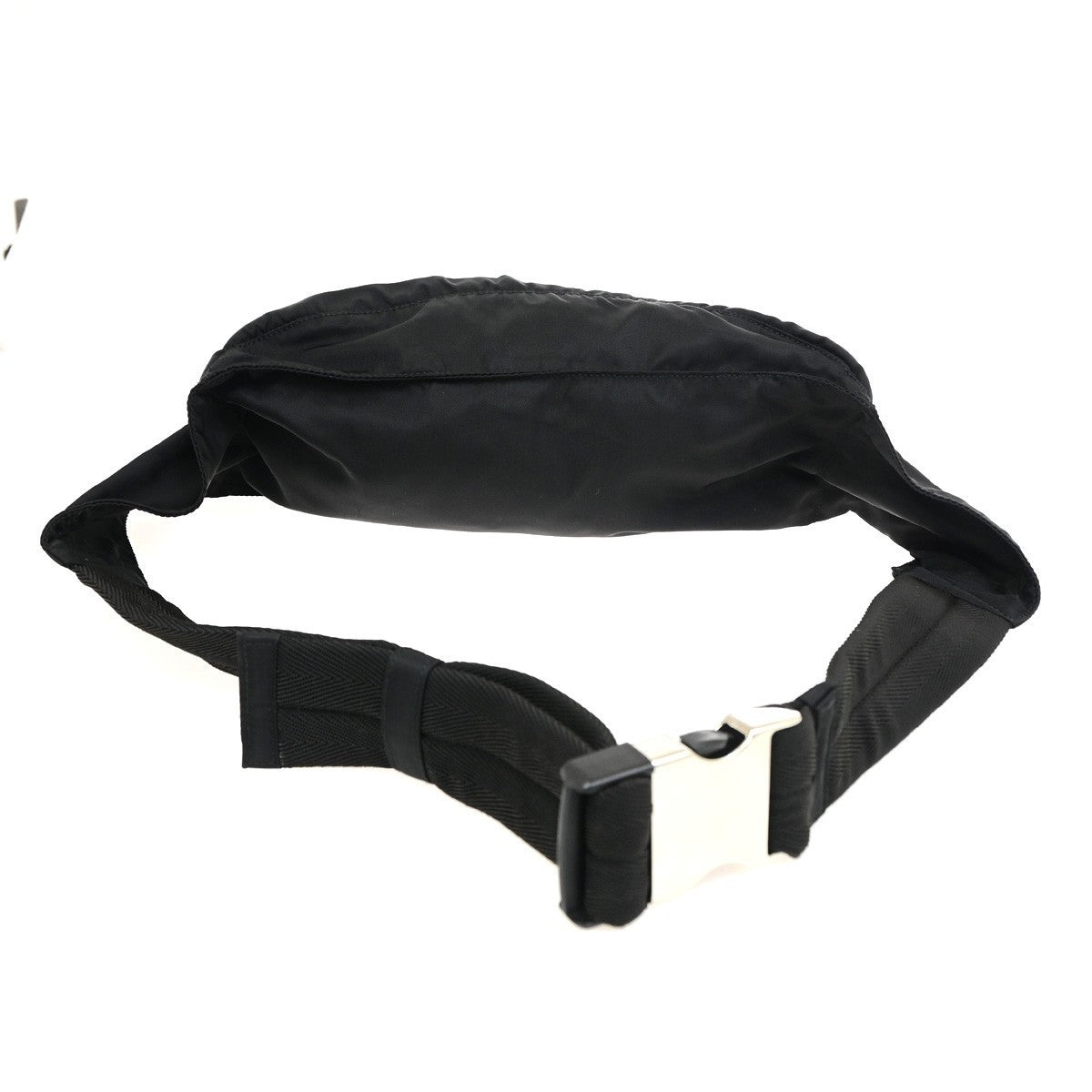 PRADA MILANO Logo Tessuto Bum Bag Nylon Canvas Black SHW Italy 82CB051