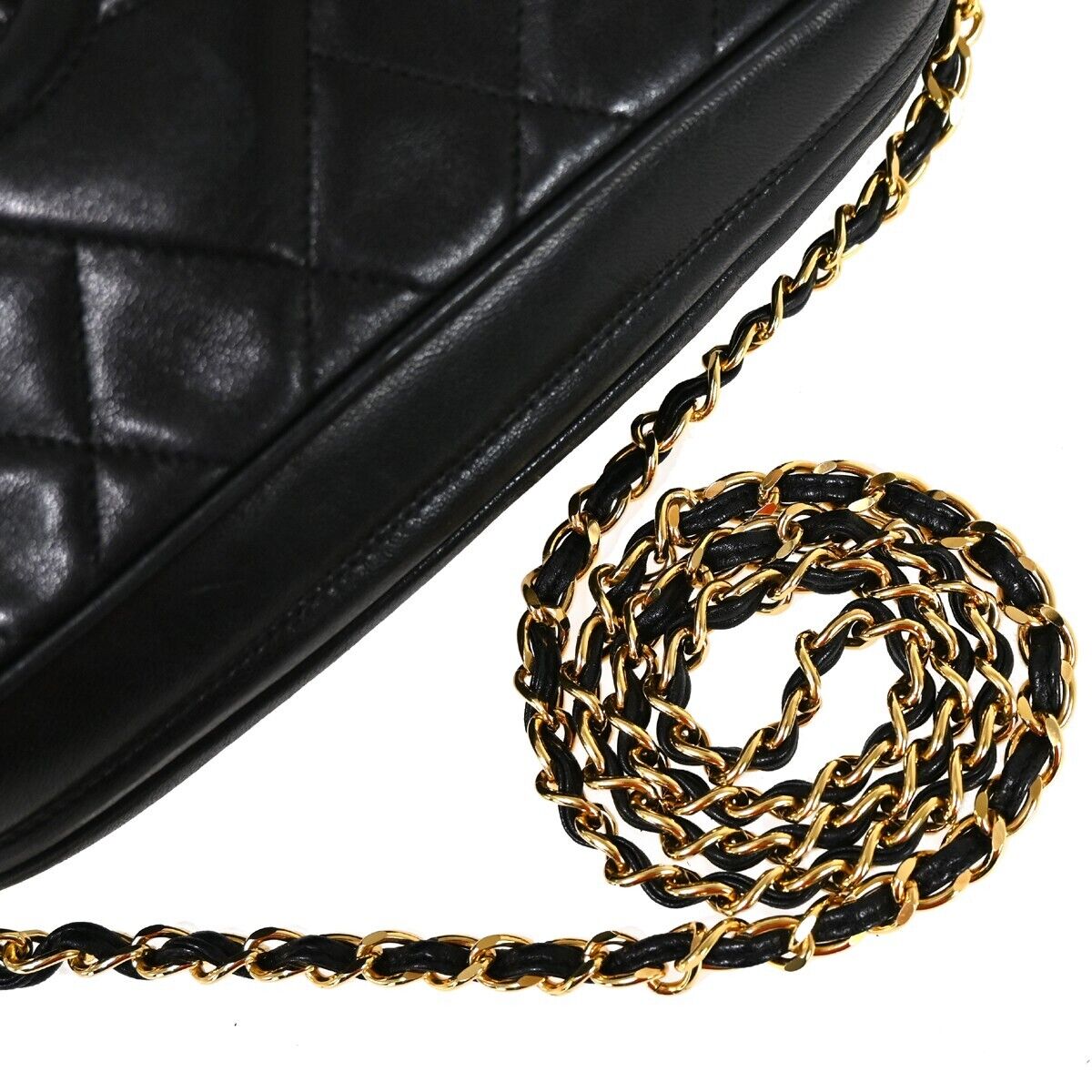 CHANEL CC Matelasse Fringe Chain Shoulder Bag Leather Black GHW Vintage 342RH983