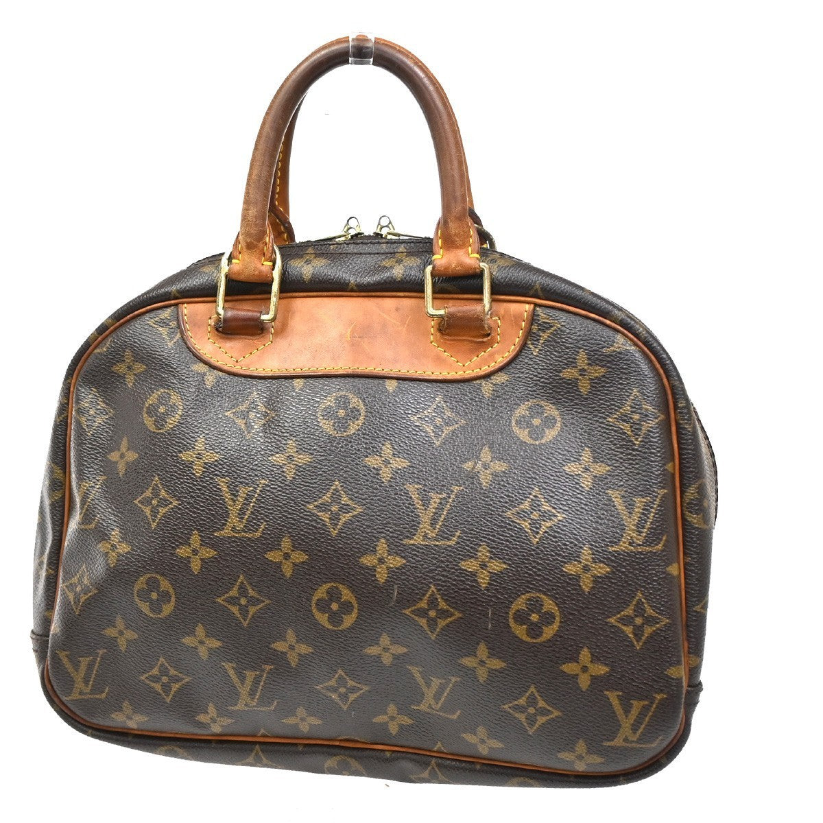 LOUIS VUITTON LV Logo Trouville Hand Bag Monogram Leather Brown M42228 30CA542