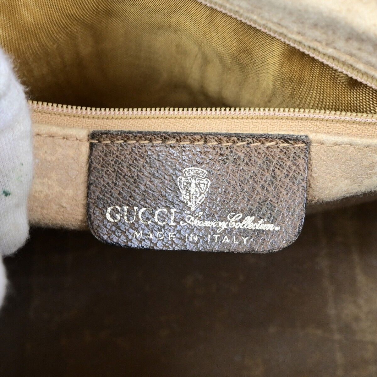 GUCCI Logo Sherry GG Pattern Travel Hand Bag PVC Leather Brown Italy 37YF592