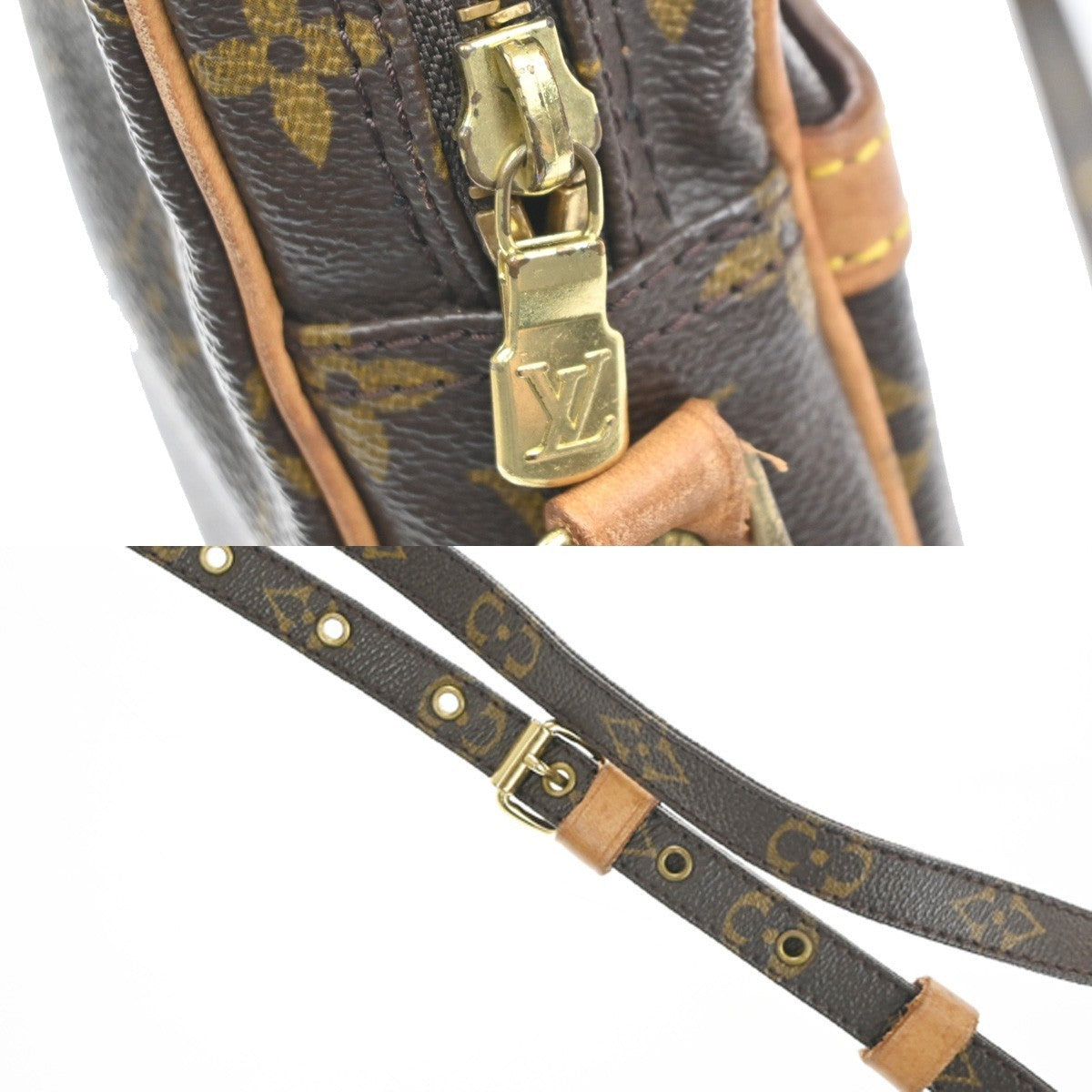 LOUIS VUITTON Danube Shoulder Bag Monogram Leather Brown France M45266 82MA554