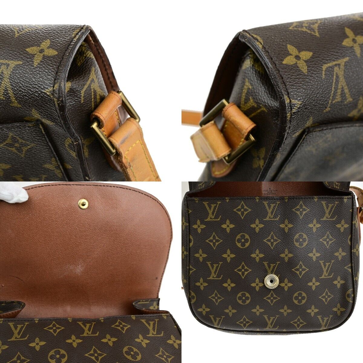 LOUIS VUITTON Saint Cloud GM Shoulder Bag Monogram Leather Brown M51242 69ED341