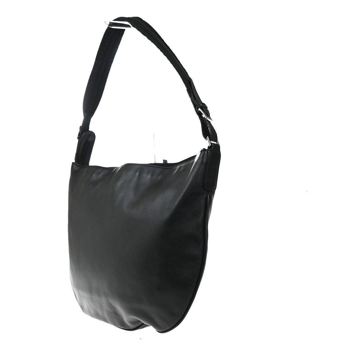 GUCCI Logo One Shoulder Hand Bag Leather Canvas Black SHW Italy 38MA213