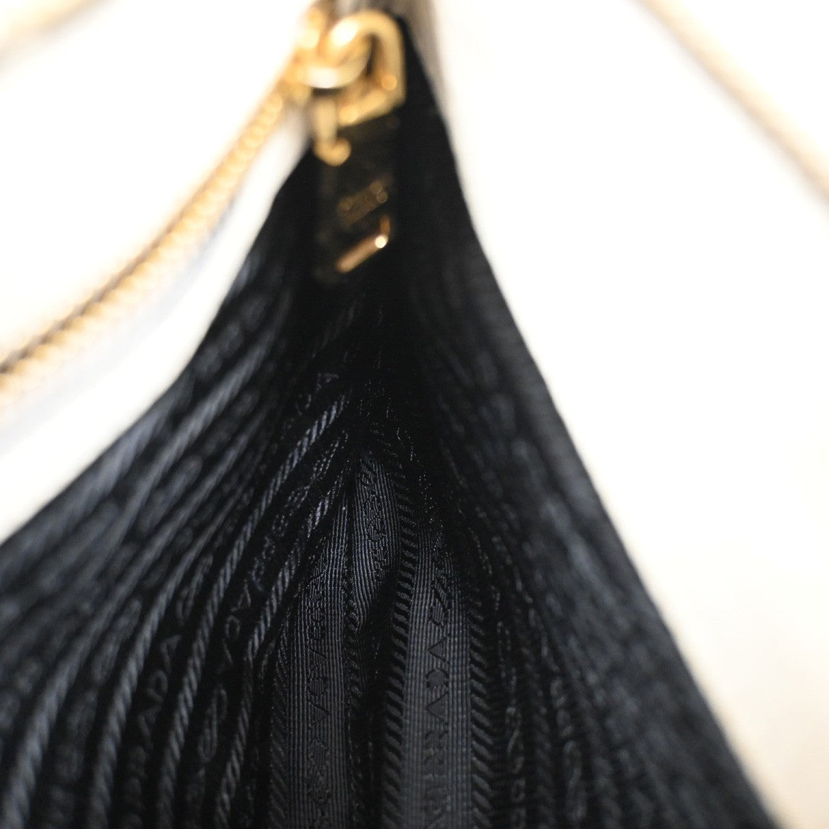 PRADA Logo Crossbody Mini Shoulder Bag Leather White GHW 76YH762