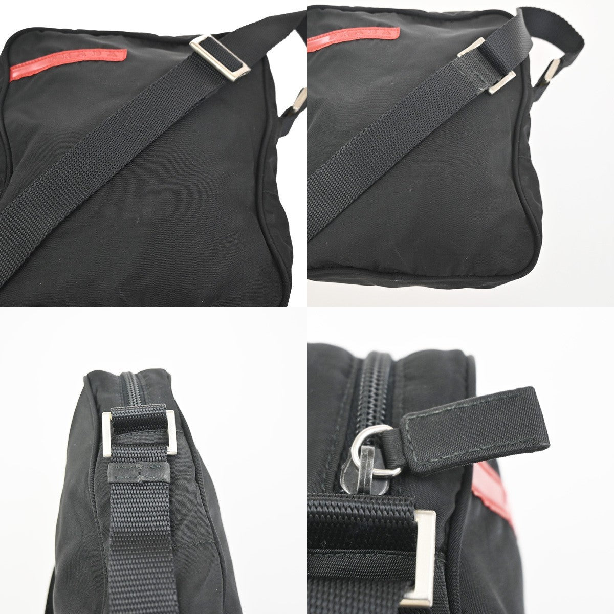 31.Live PRADA  Sport Line Shoulder Crossbody Bag Nylon Leather Canvas BK 07KD090