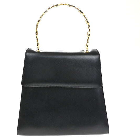SALVATORE FERRAGAMO Gancini Hand Bag Leather Gold Black Italy 80TA466
