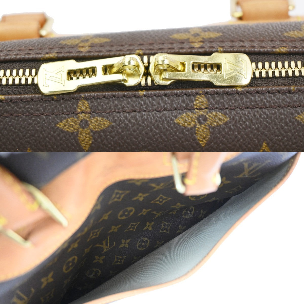 LOUIS VUITTON LV Logo Deauville Hand Bag Monogram Leather Brown M47270 74PA105