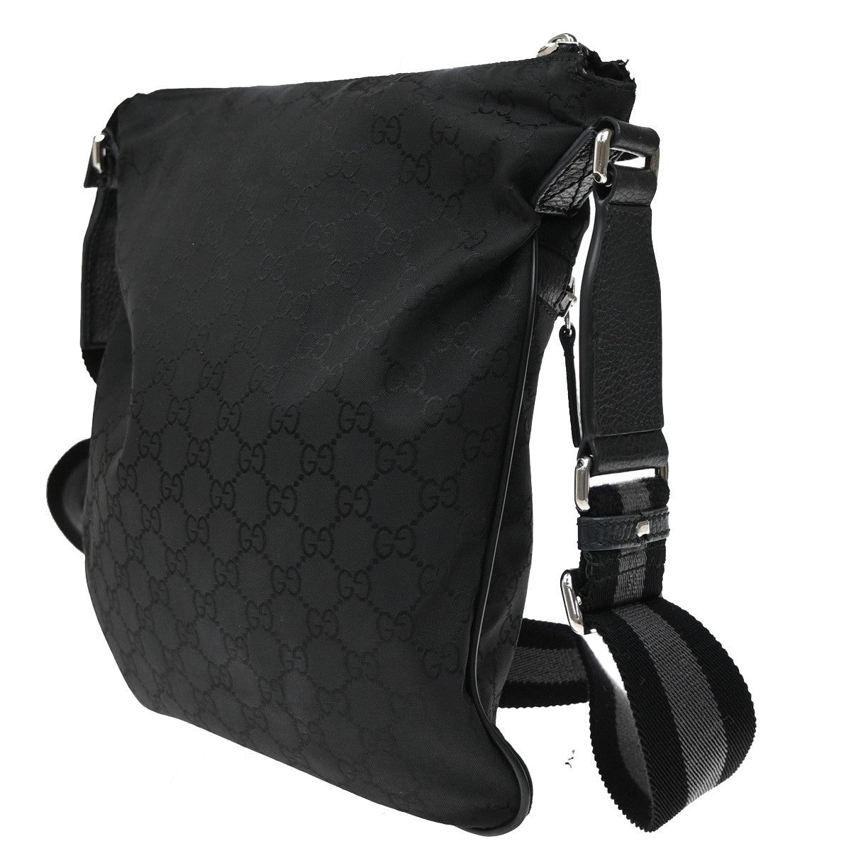 GUCCI GG Pattern Crossbody Shoulder Bag Canvas Leather Black Italy 31KB394