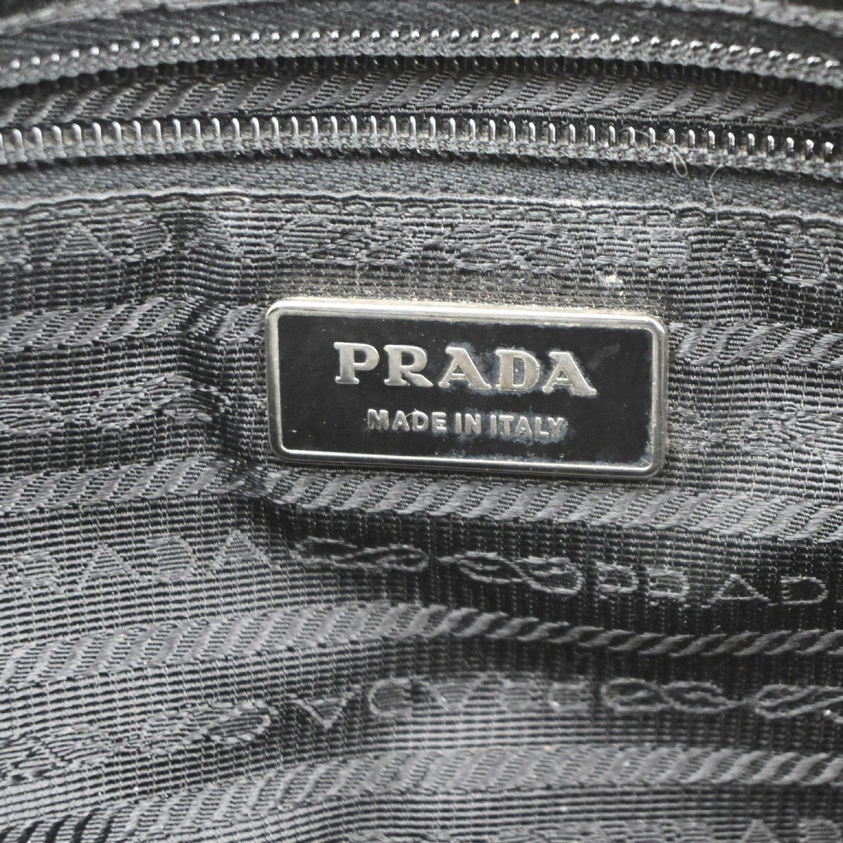 PRADA MILANO Logo Tessuto Hand Bag Nylon Leather Black SHW Italy 33CA503