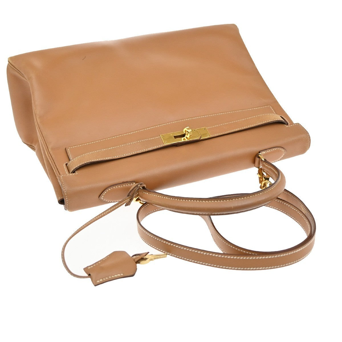 HERMES Kelly 35 2Way Shoulder Hand Bag Chamonix Leather Brown Vintage 247RF960