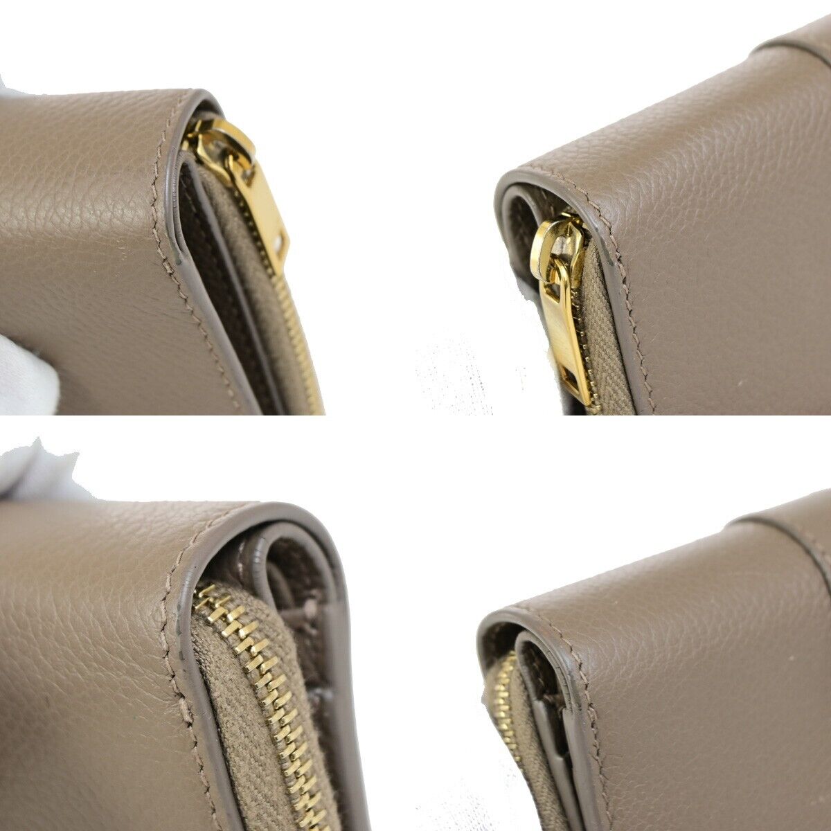 SAINT LAURENT YSL Logo Compact Bifold Wallet Purse Leather Brown 34KA400