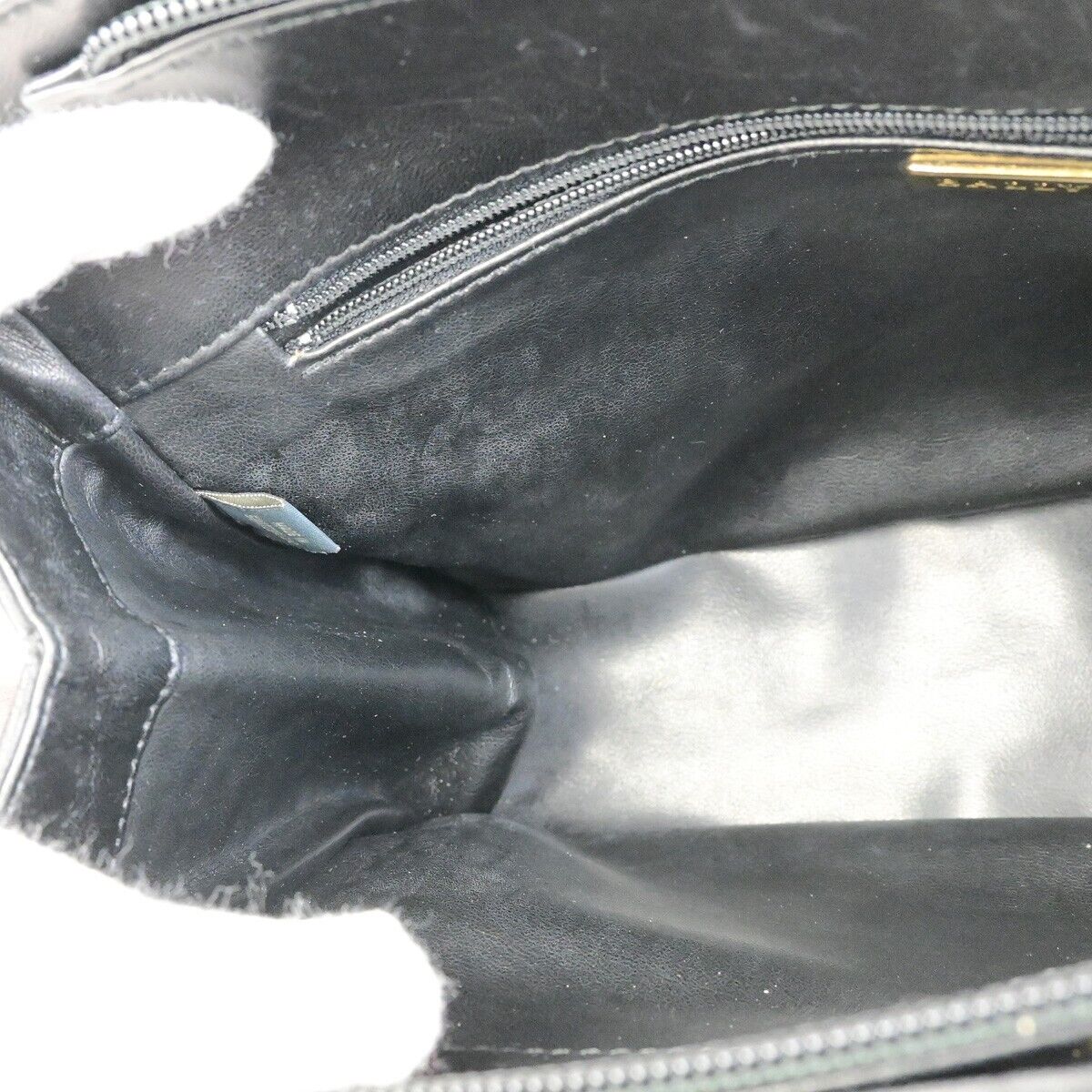 BALLY B Logo Fringe Tassel Shoulder Hand Bag Leather Black Gold-Plated 02FB399